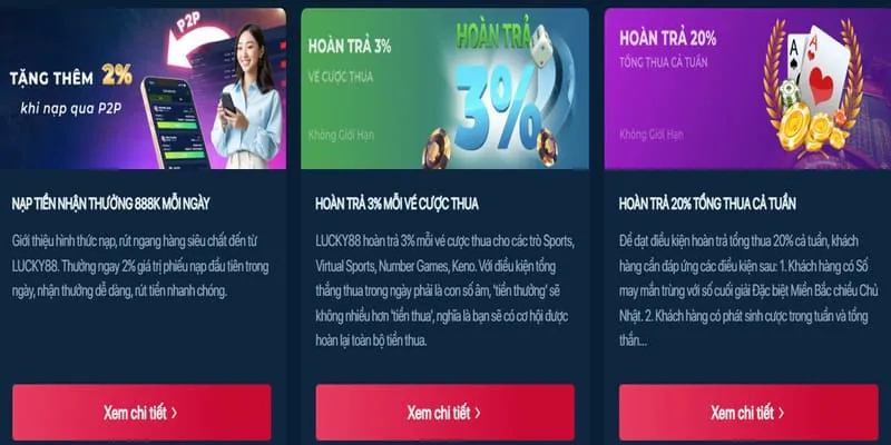 Hoàn trả tiền cược hàng tuần tại rich888 win